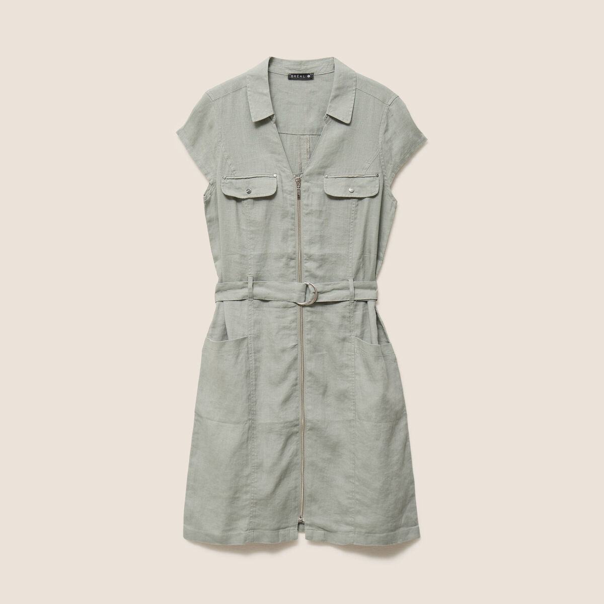 Robe droite zipp&eacute;e vert clair femme