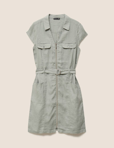 Robe droite zipp&eacute;e vert clair femme