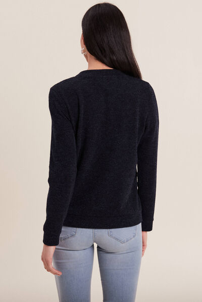 Gilet manches longues zippé bleu marine femme