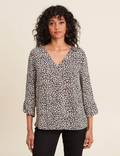 Blouse manches 3/4 rose clair femme