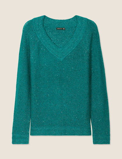 Pull manches longues vert canard femme