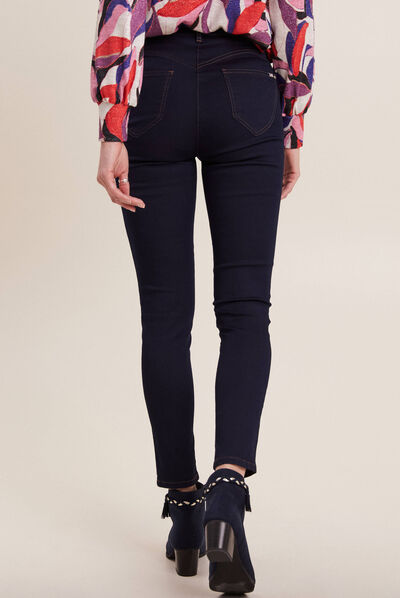 Pantalon léger taille haute 7/8ème denim brut femme