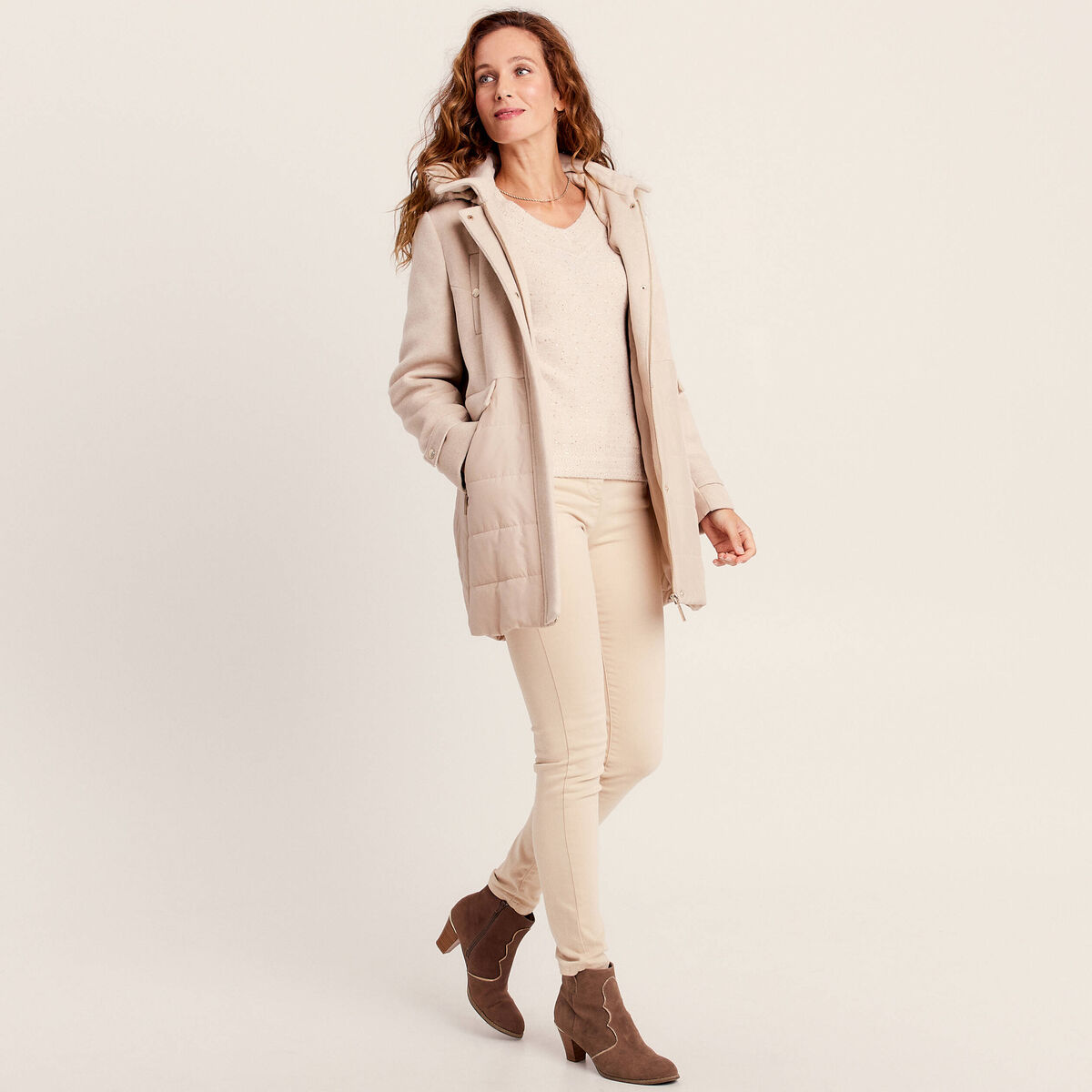 Pull manches longues couleur or femme