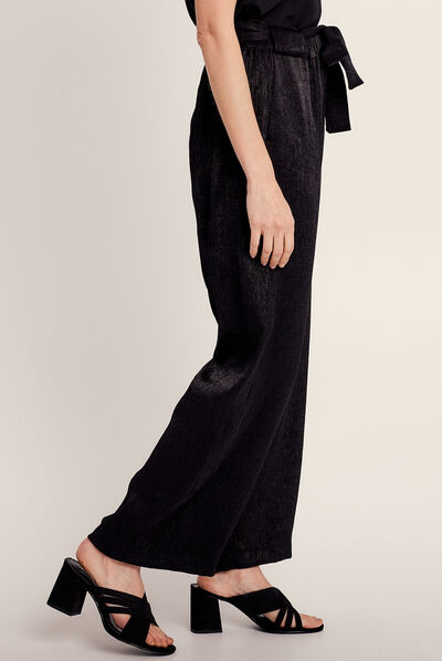 Pantalon flou fils métallisés noir femme