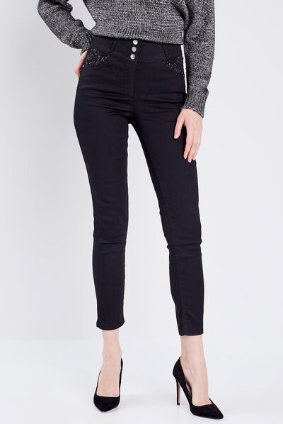 PANTALON LÉGER TOUCHER DOUX MAGIQUE noir femme