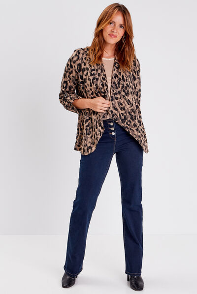 Veste droite avec col cascade noir femme