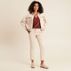 Veste en jean brod&eacute;e denim beige femme