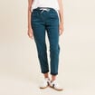 Pantalon coupe droite à coulisse bleu canard femme
