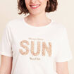 T-shirt col rond manches courtes ecru femme