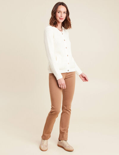 Pantalon droit taille haute taupe femme