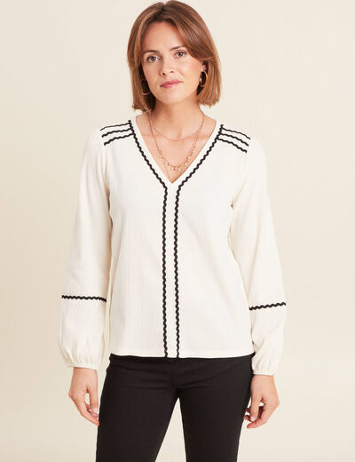 T-shirt manches longues ecru femme