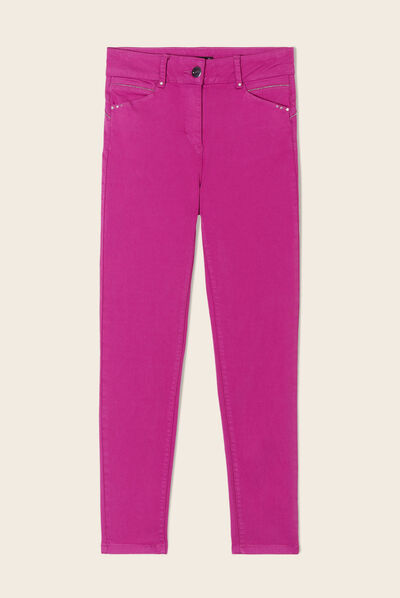 Pantalon ajusté taille haute violet femme