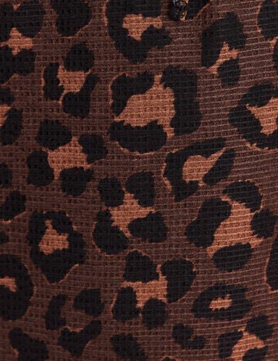 Robe courte &eacute;vas&eacute;e col v manches 3/4 marron femme