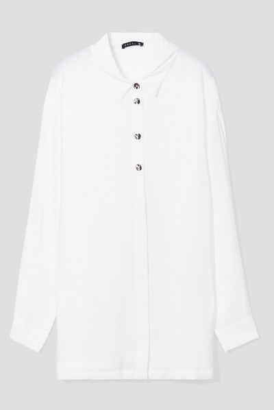 Chemise manches longues ecru femme