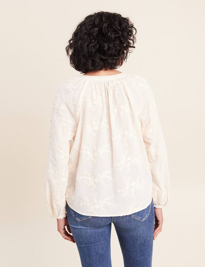 Blouse ample manches longues fluide ecru femme