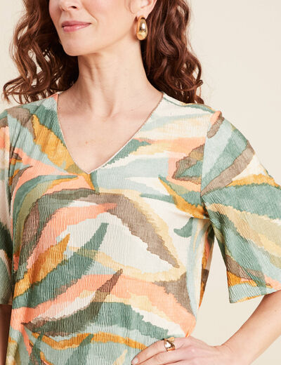 Blouse manches courtes multicolore femme