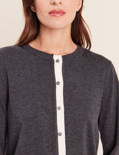 Gilet 2 en 1 col rond gris clair femme