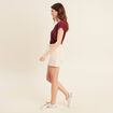 Short droit taille élastiquée ivoire femme