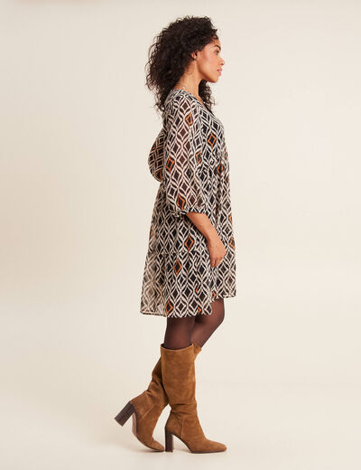 Robe évasée manches 3/4 blanc femme