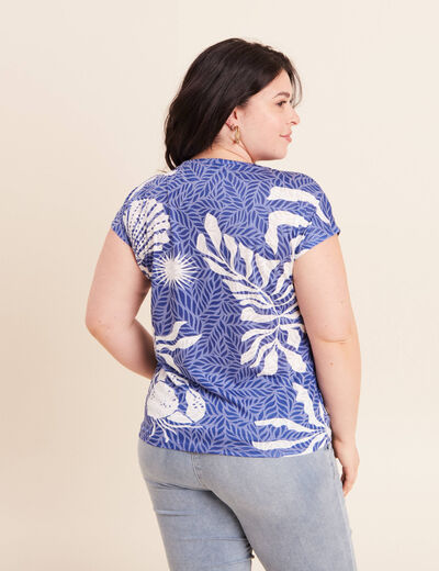 T-shirt manches courtes bleu fonc&eacute; femme
