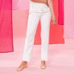 Pantalon coupe droite taille haute ecru femme