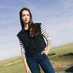Veste courte droite sans manches noir femme
