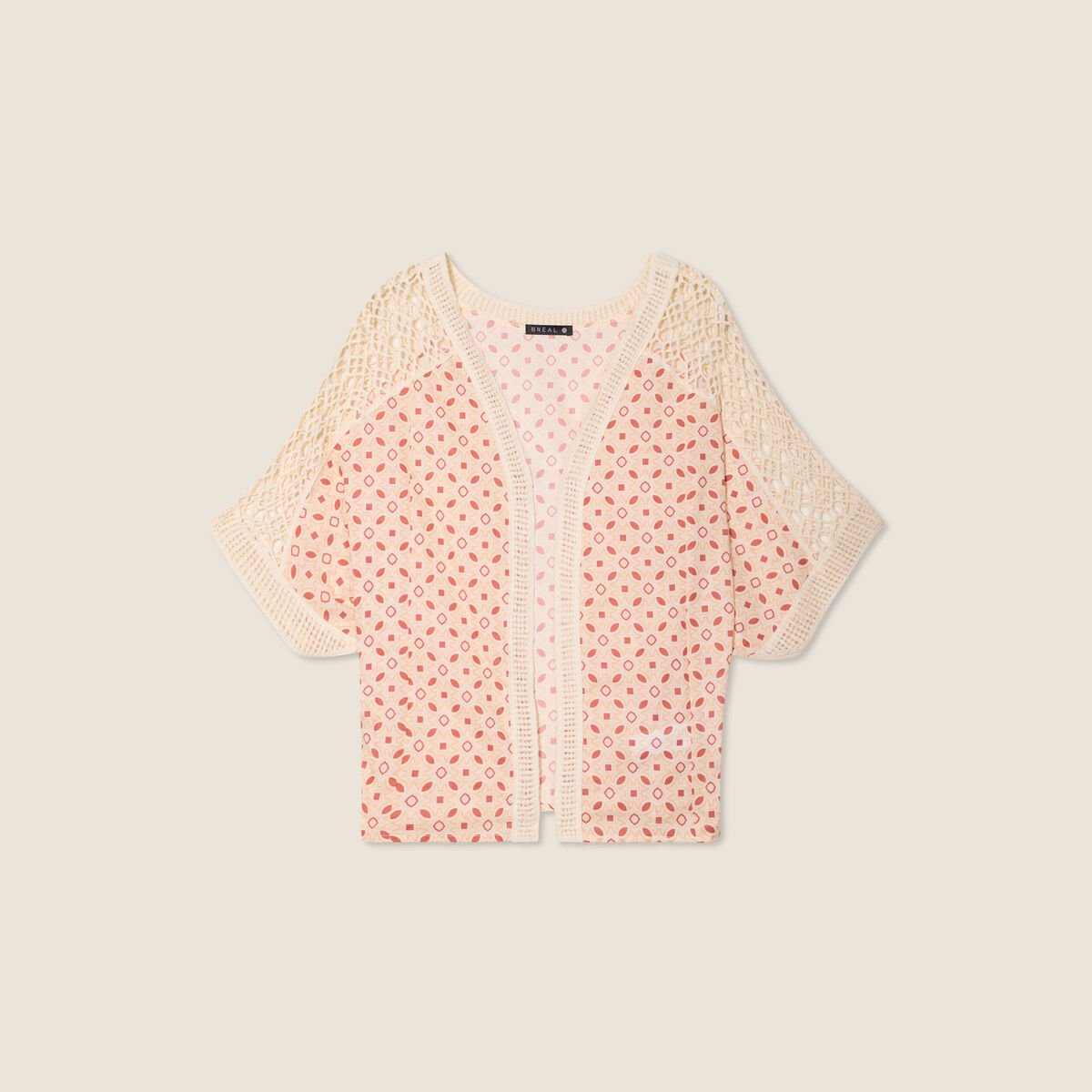 Veste esprit kimono marron foncé femme