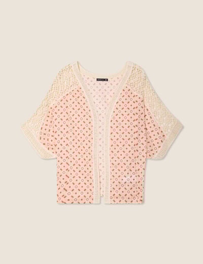 Veste esprit kimono marron foncé femme