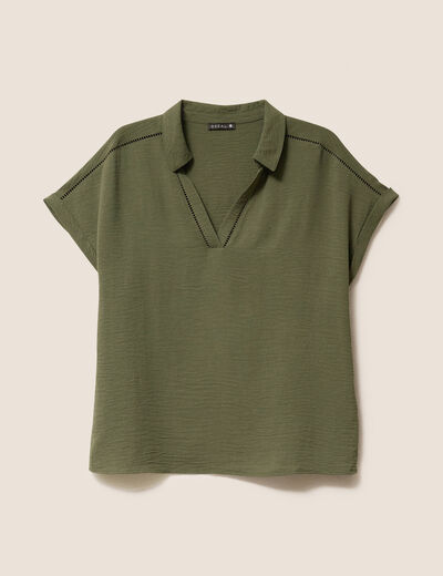 Blouse manches courtes vert kaki femme