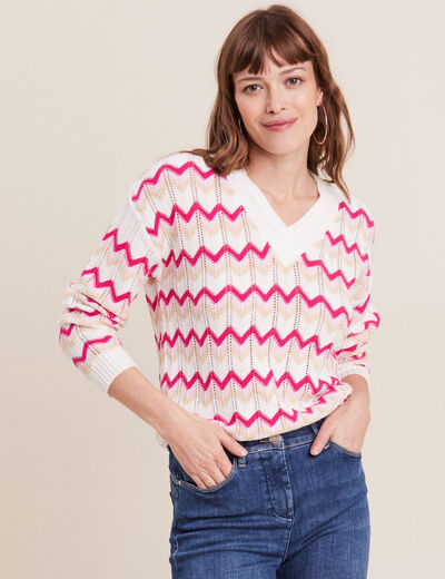 Pull confectionné en France rouge clair femme