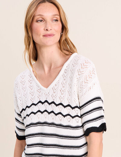 Pull col v noir femme