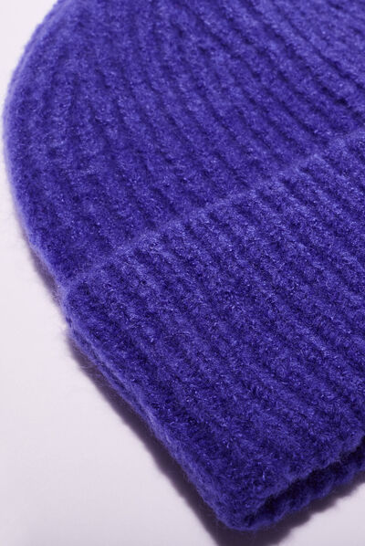 Bonnet tricoté bleu violet femme