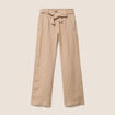 Pantalon coupe large en lin sable femme