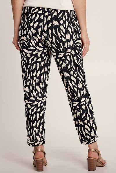 Pantalon flou à coulisse noir femme