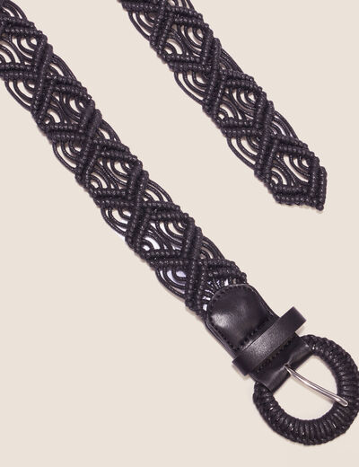 Ceinture en macramé noir femme