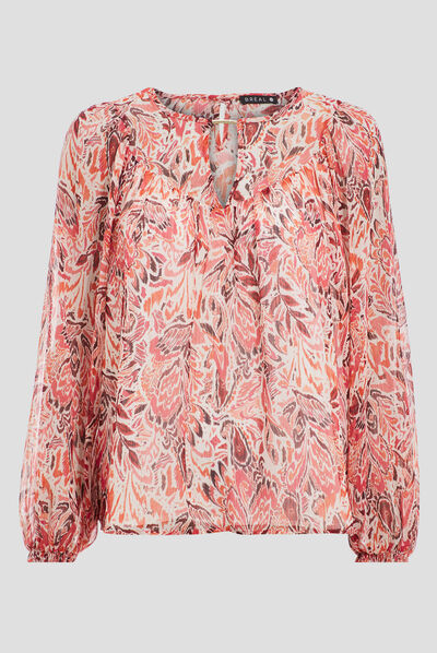 Blouse manches longues rose fushia femme