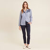 Chemise manches longues brodée bleu femme