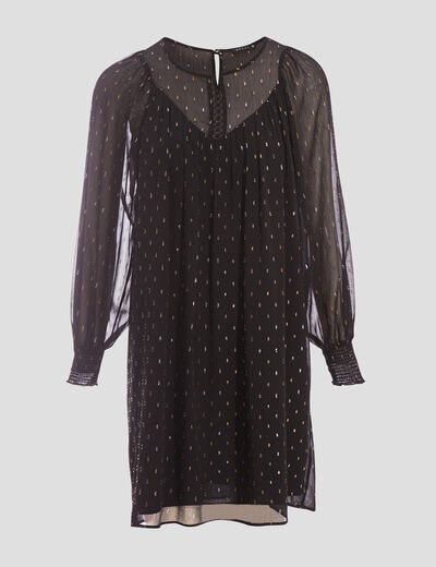 Robe droite fluide noir femme