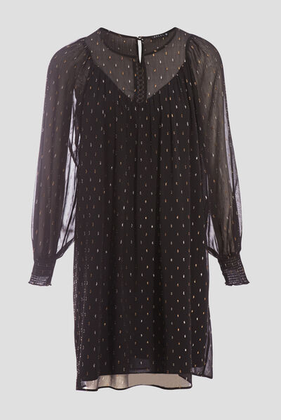 Robe droite fluide noir femme