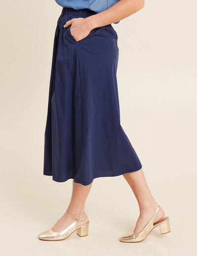 Jupe longue évasée femme bleu foncé femme