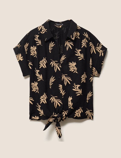 Chemise ample manches courtes noir femme