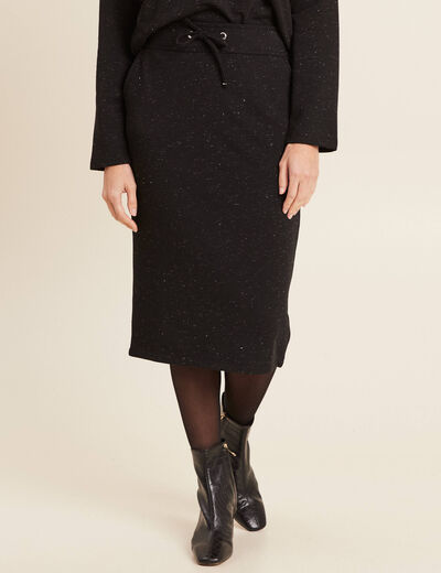 Jupe longue droite fluide noir femme
