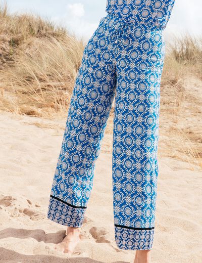 Pantalon flou bleu femme