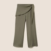Pantalon ajust&eacute; taille haute vert kaki femme