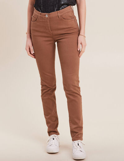 Jean magique L'Unique coupe ajust&eacute;e marron femme
