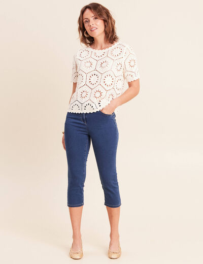Pantacourt magique Le L&eacute;ger coupe droite denim double stone femme