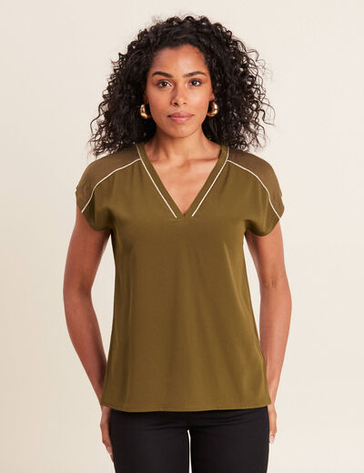 T-shirt manches courtes vert olive femme