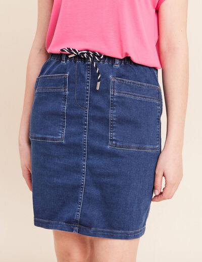 Jupe droite r&eacute;versible bleu femme