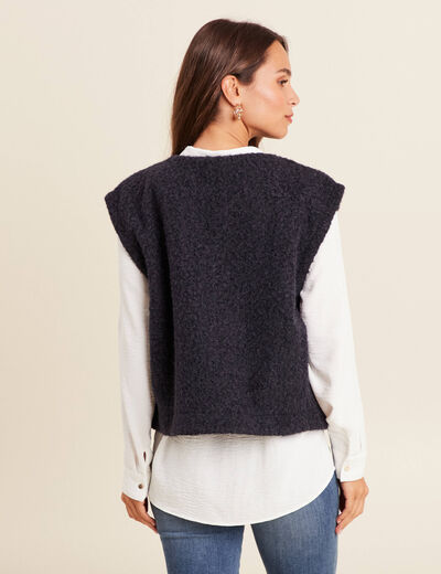 Gilet ample sans manches bleu foncé femme