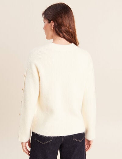 Pull manches boutonn&eacute;es jaune pastel femme